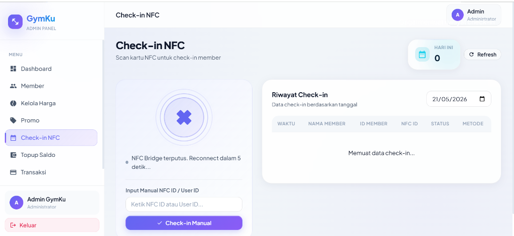 NFC Check-in Dashboard